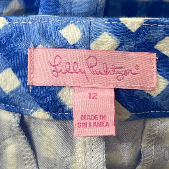 Lilly Pulitzer Feeling Beachy Kelly Ankle Pants Gingham Blue White Size 12 - Picture 8 of 9